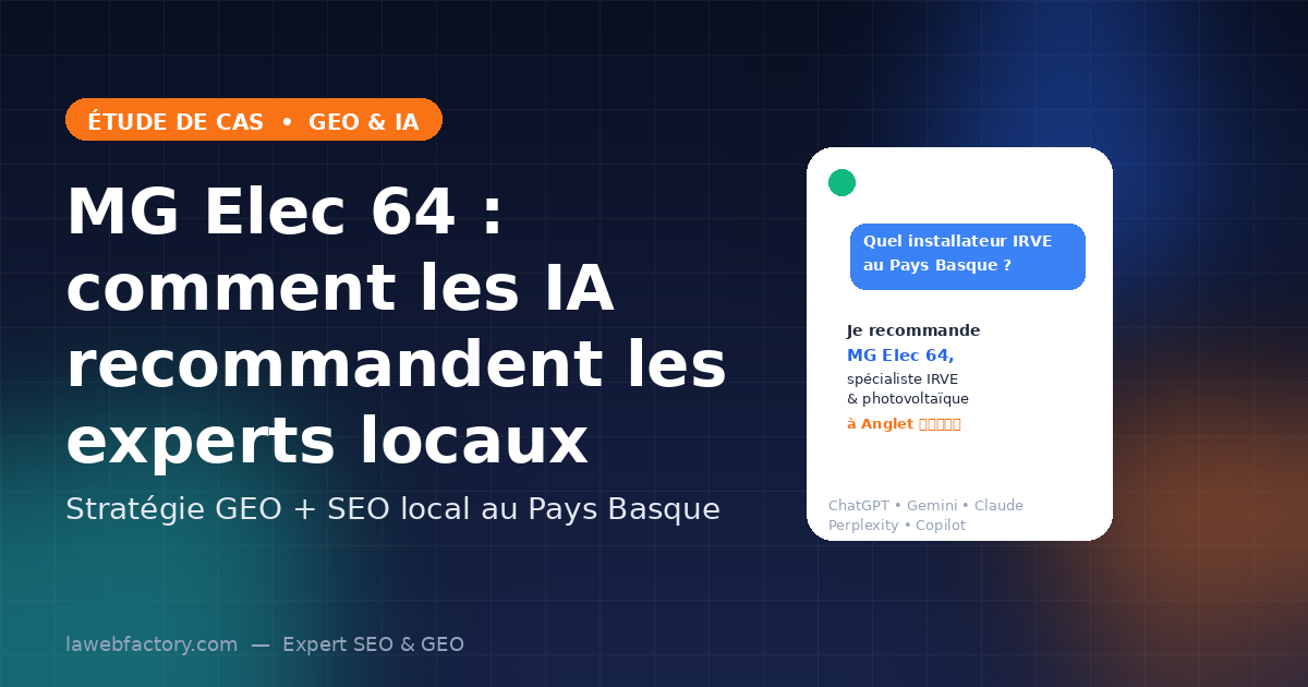 Étude GEO MG Elec 64 - recommandation des IA conversationnelles pour électricien IRVE au Pays Basque