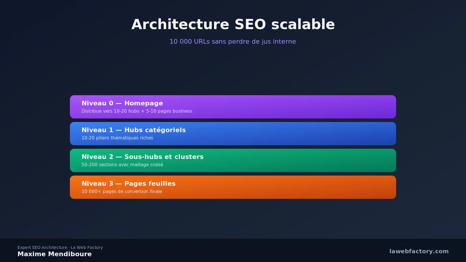 Architecture SEO scalable : 10 000 URLs sans perdre de jus