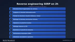 Reverse engineering SERP : patterns gagnants en 2h