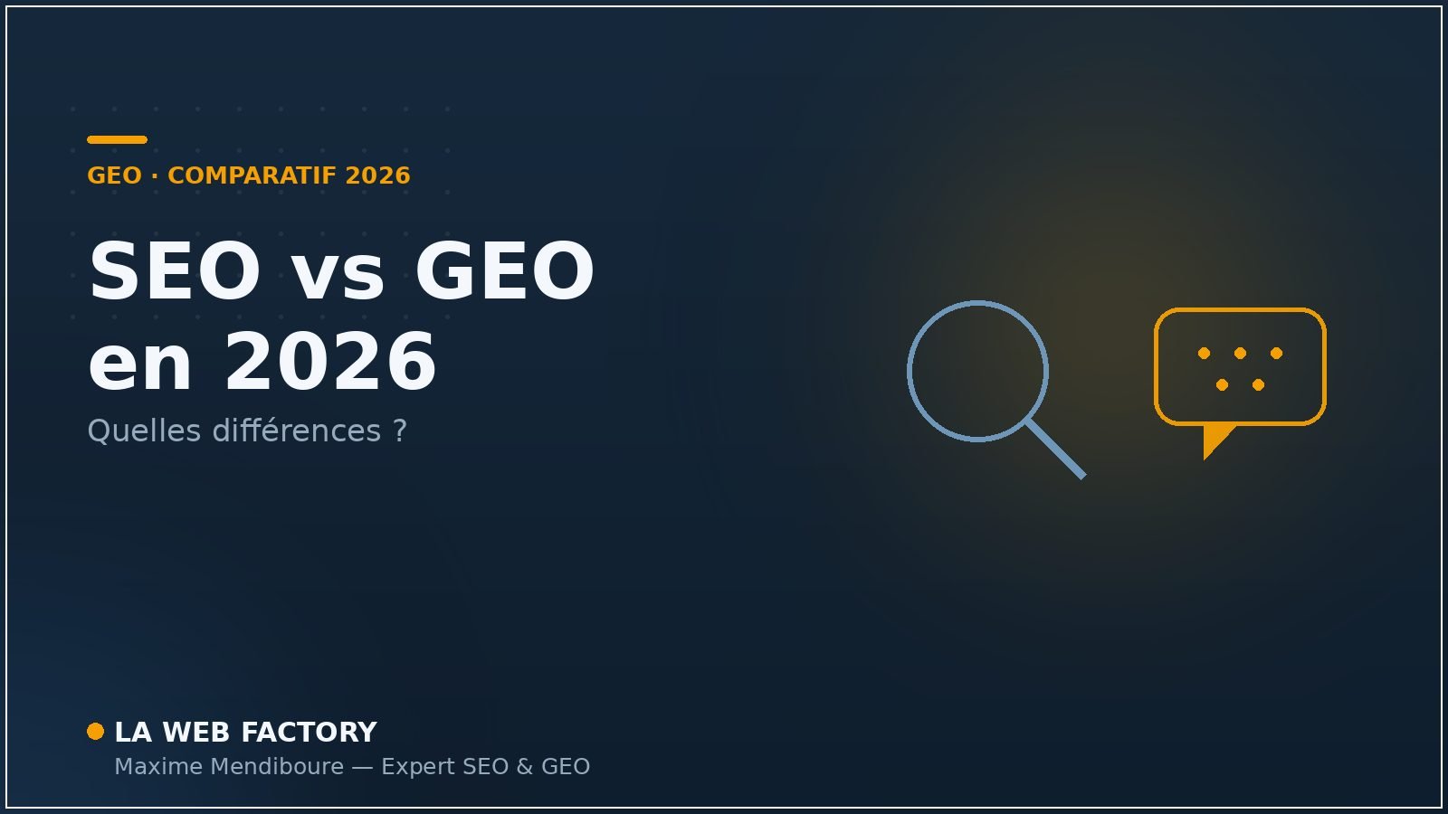 SEO vs GEO en 2026 : comparatif visuel des deux disciplines — La Web Factory
